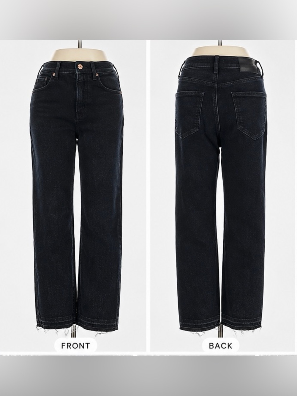 Express 90s Slim Super High Rise Black Jeans Raw Hem 31” Waist